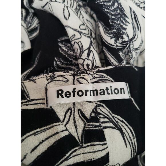 Reformation Crimini Midi Sundress Tropical V-Neck Side Slit Sz 2 Sleeveless (V1 - Picture 9 of 9